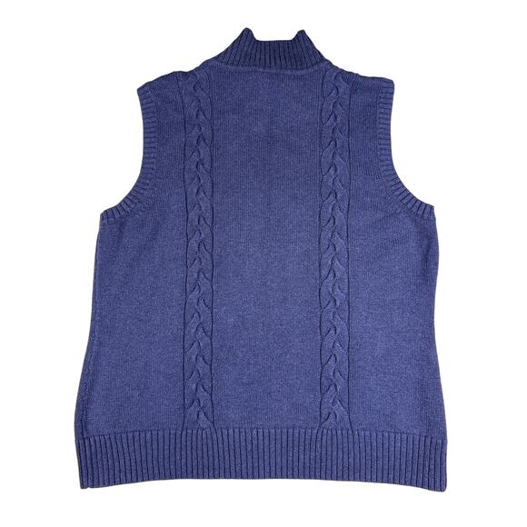 Pendleton Sweater Vest Cable Knit Womens XL Full Zipper Navy Blue Mock Neck - Picture 3 of 8